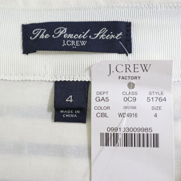 NWT J Crew Size 4 The Pencil Skirt Lined Nautical Stripe Blue White - Picture 11 of 12